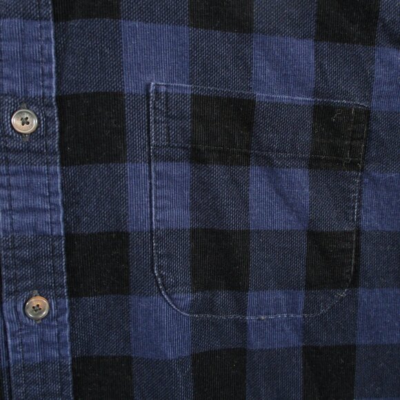 Brooks Brothers Shirt Mens L Blue Black Buffalo Plaid Pinwale Corduroy Regent - Picture 5 of 13